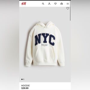 H&M Kids Off-White Hoodie with Navy NYC Logo